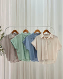 Dhara Collared Stripe Linen Top