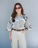 Kelsy Premium Printed Buttondown Top