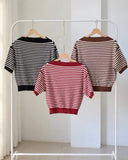 Twila Boatneck Stripe Knit Top