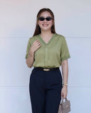Vienda V-Neck Satin Top