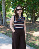 Yelena Premium Collared Stripe Knit Top