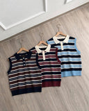 Yelena Premium Collared Stripe Knit Top