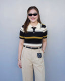 Yvana Collared Stripe Knit Top