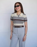 Yvana Collared Stripe Knit Top