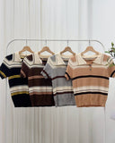 Yvana Collared Stripe Knit Top